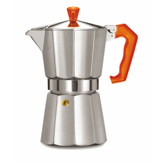 PEZZETTI ITALEXPRESS ALUMINIUM MOKA POT - 6 CUP RED POLYCARBONATE HANDLE