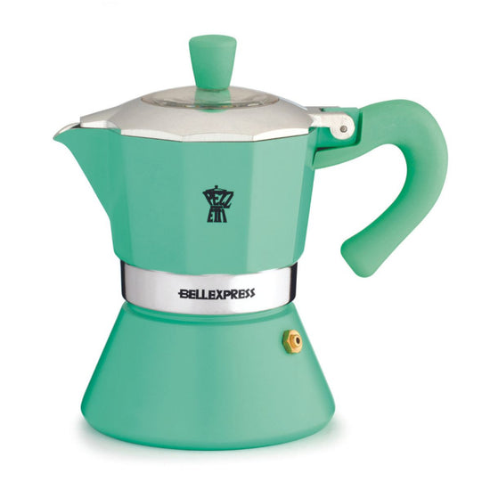 PEZZETTI BELLEXPRESS ALUMINIUM MOKA POT - 3 CUP TURQUOISE ELEGANCE